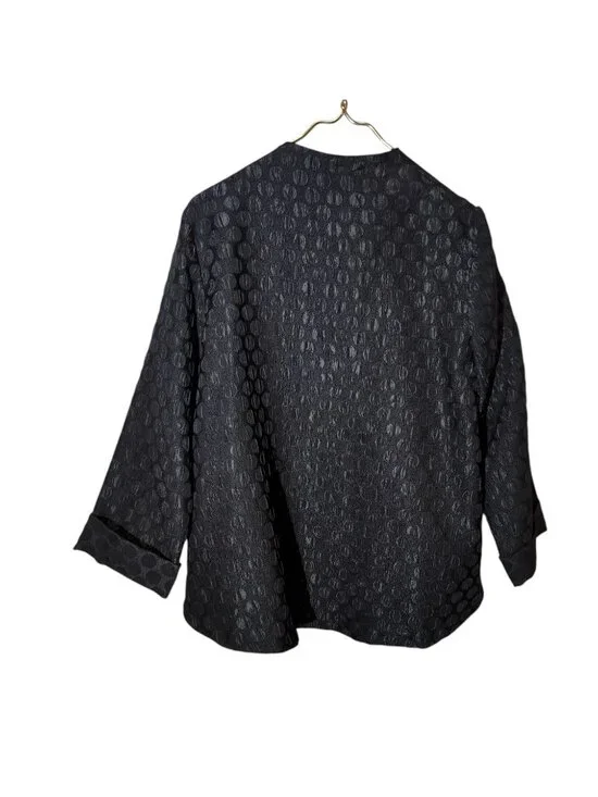 IC By Connie K Jacket Womens Large Black Textured Circle Made In USA Size L - Picture 2 of 7